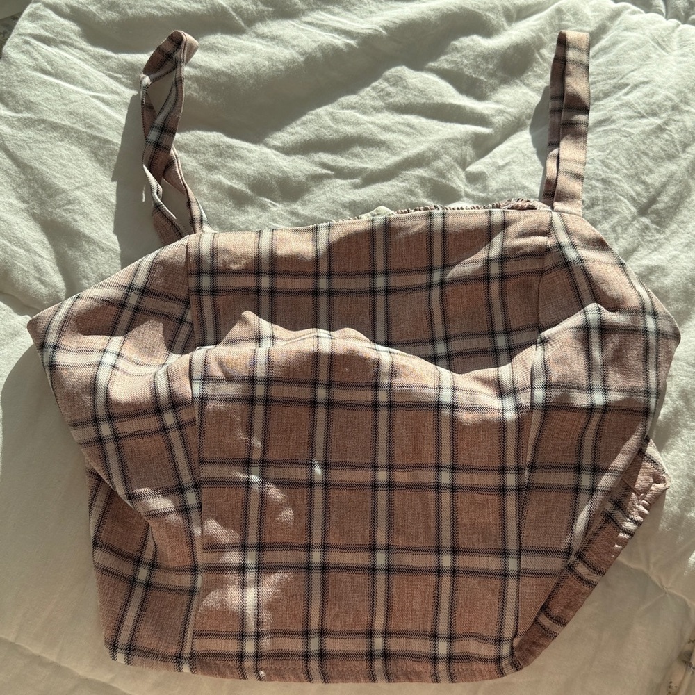 Plaid Crop Top with Straps